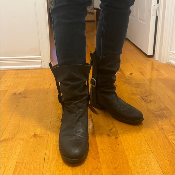 Neosens black leather high boots with buckles size 9us. - Picture 3 of 7